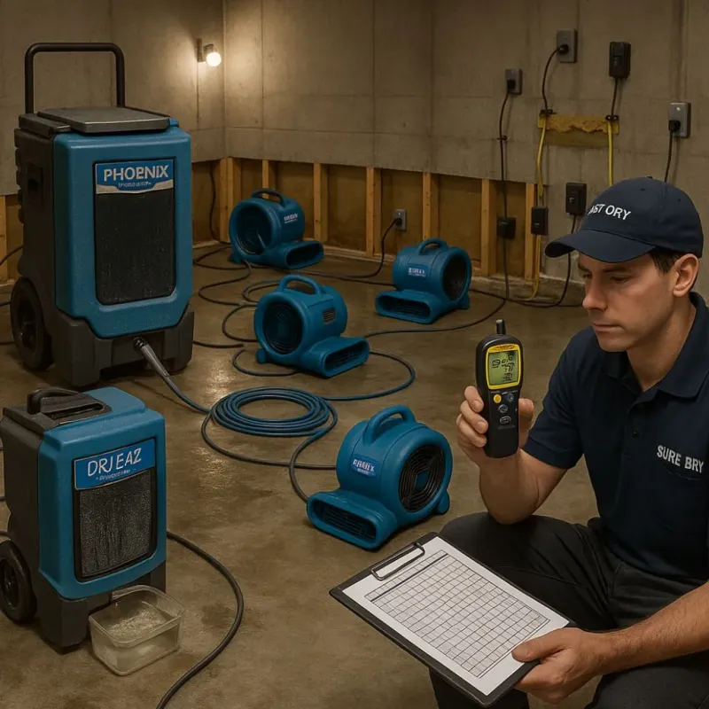 Structural Drying and Dehumidification process in Honeoye Falls, NY
